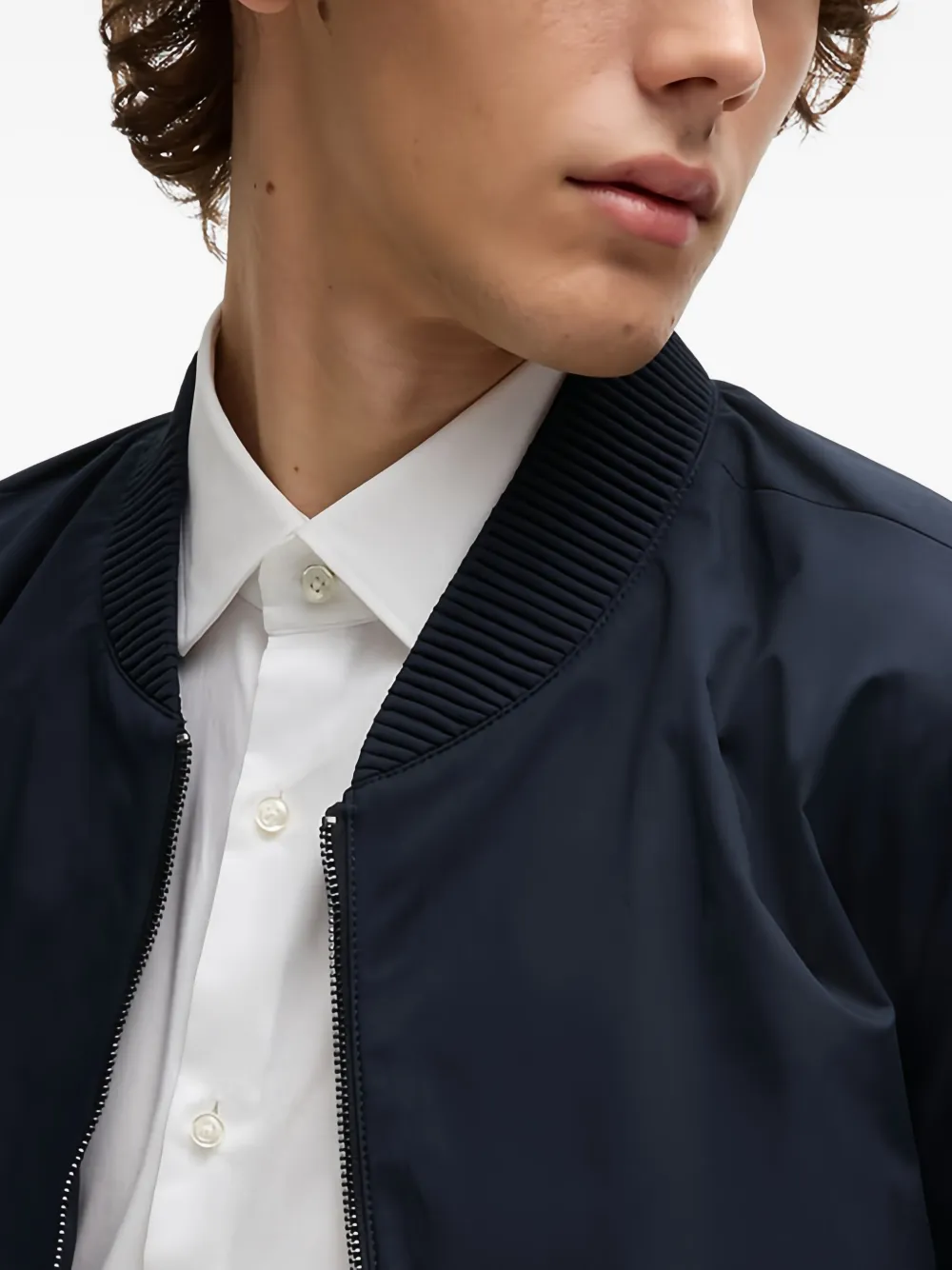 HUGO Geribbeld jack met rits Blauw