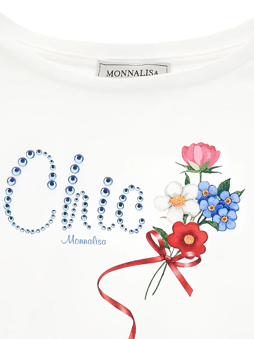 Monnalisa T-shirt met bloemenprint Wit