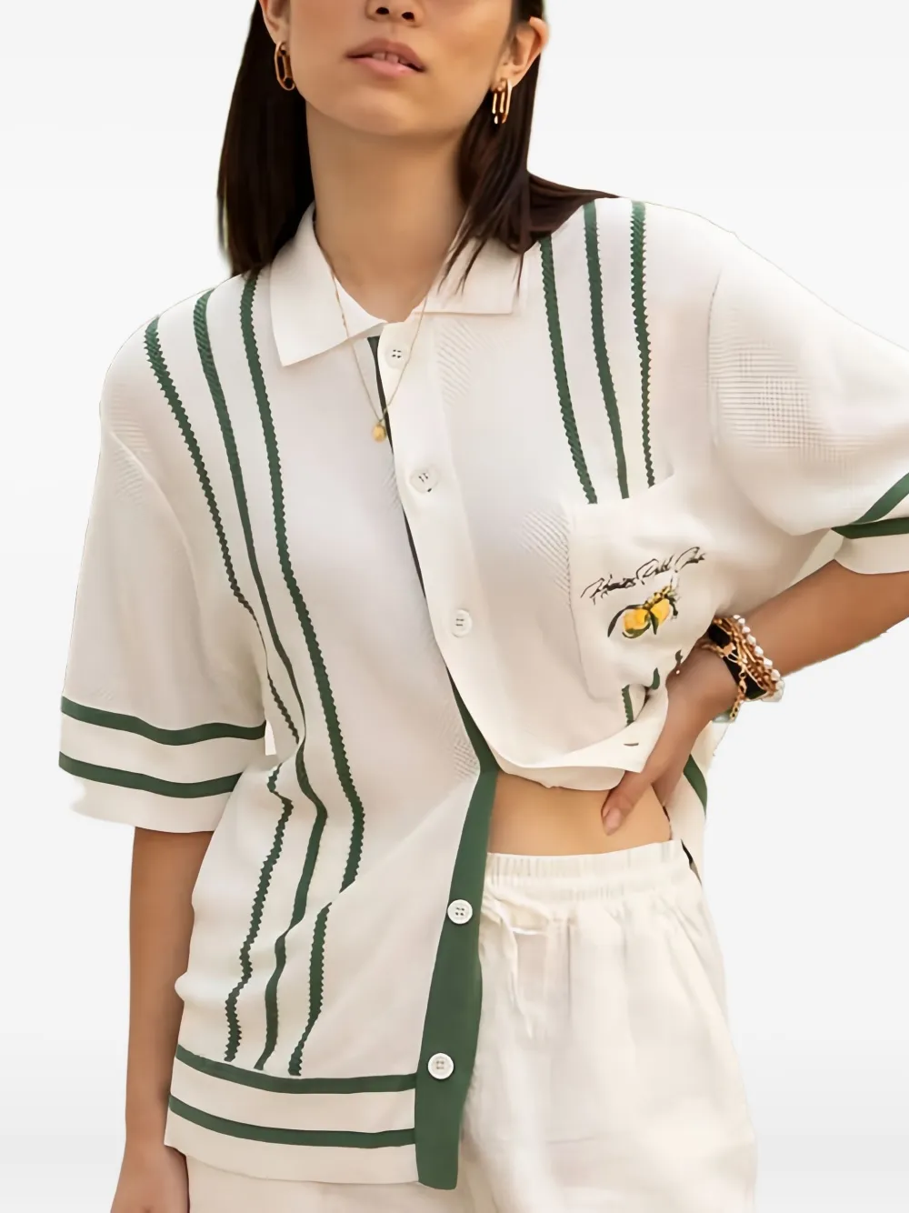 Homies Marbella Striped Knitted Shirt In White