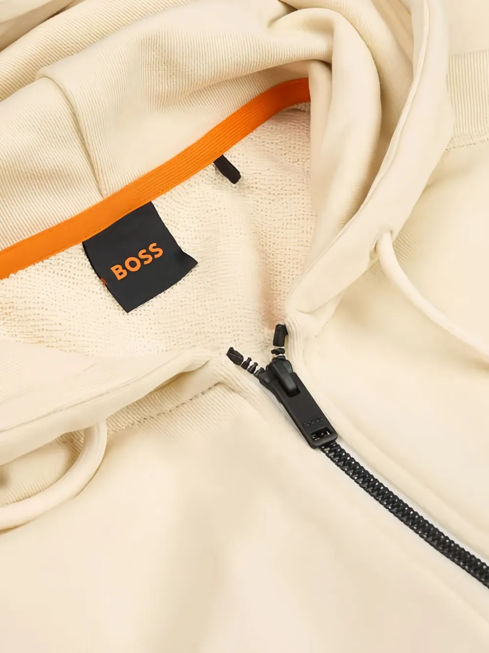 BOSS Hoodie met rits Geel