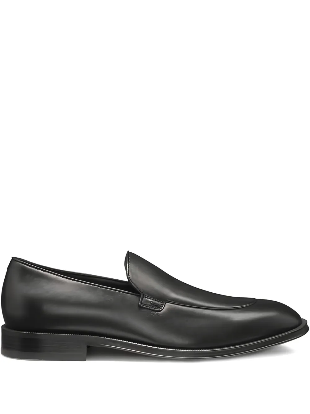 BOSS leather loafers Zwart