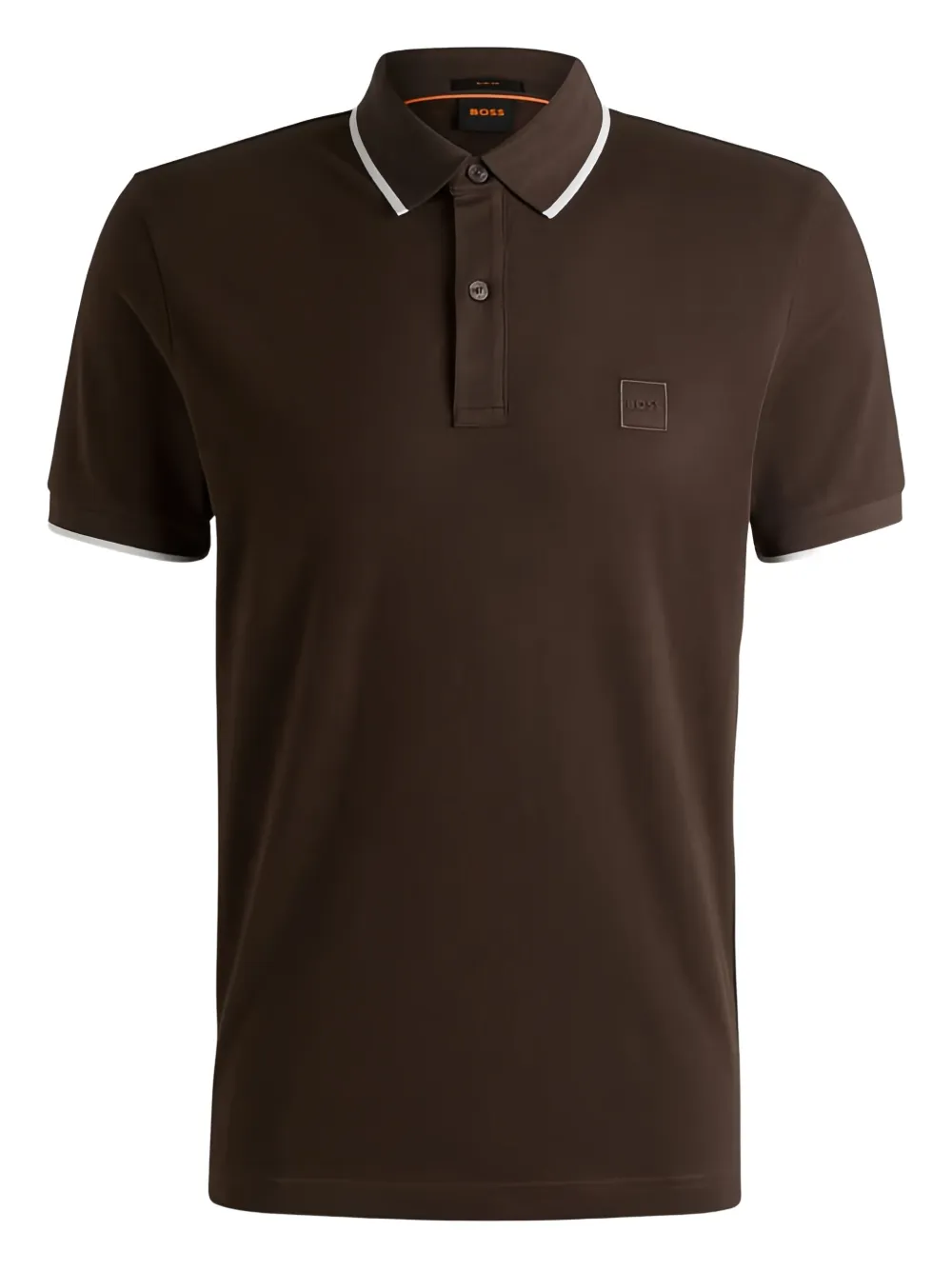 BOSS playera tipo polo con ribete | marrón | Image 1