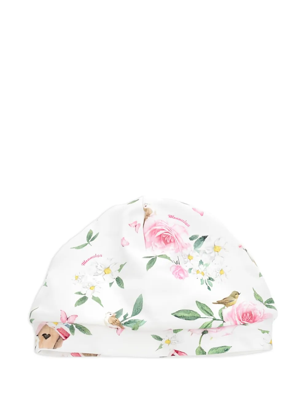 Monnalisa Muts met bloemenprint - Wit
