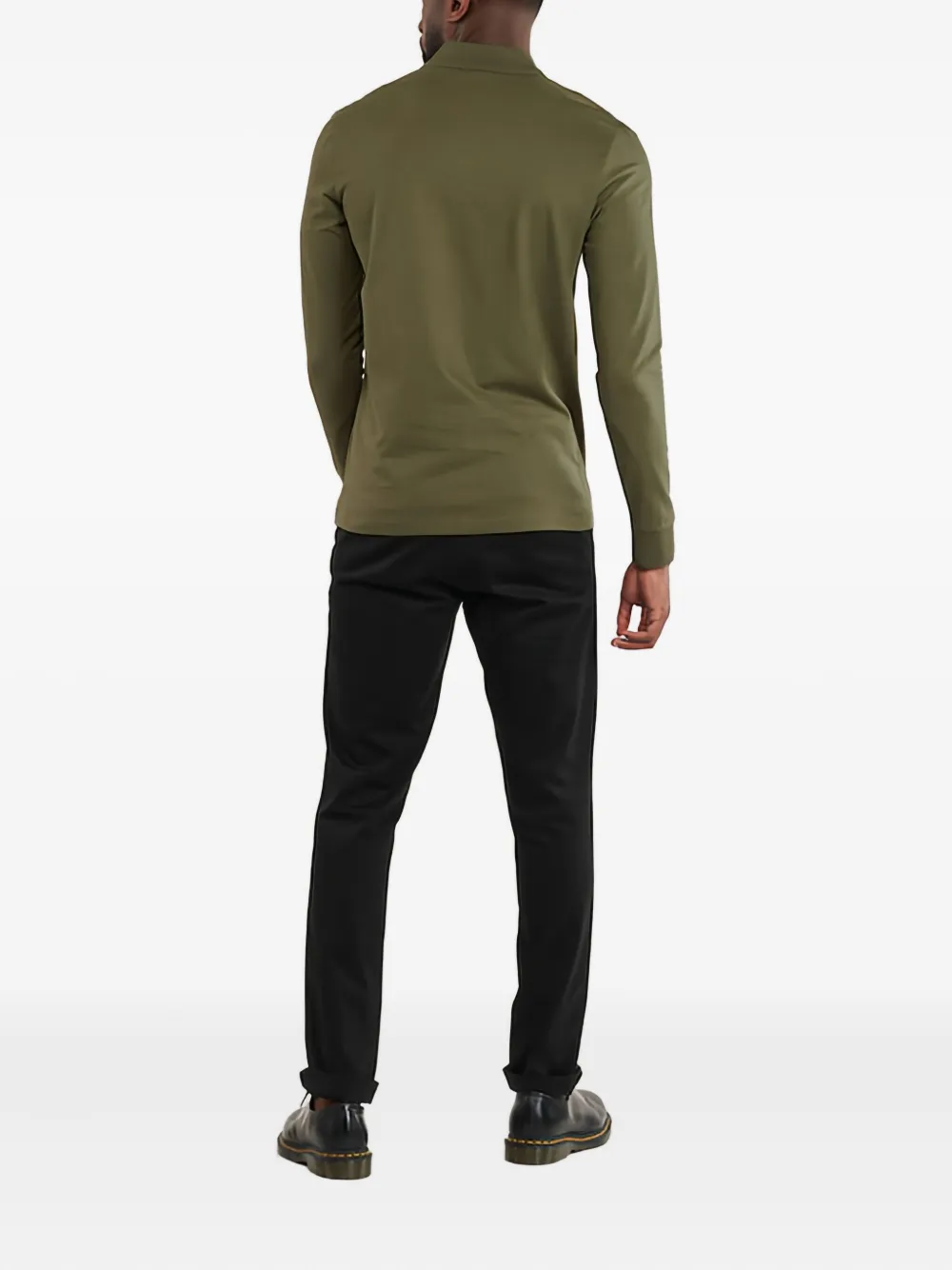 Hugo Boss Long-sleeve Patch Polo Shirt In Green
