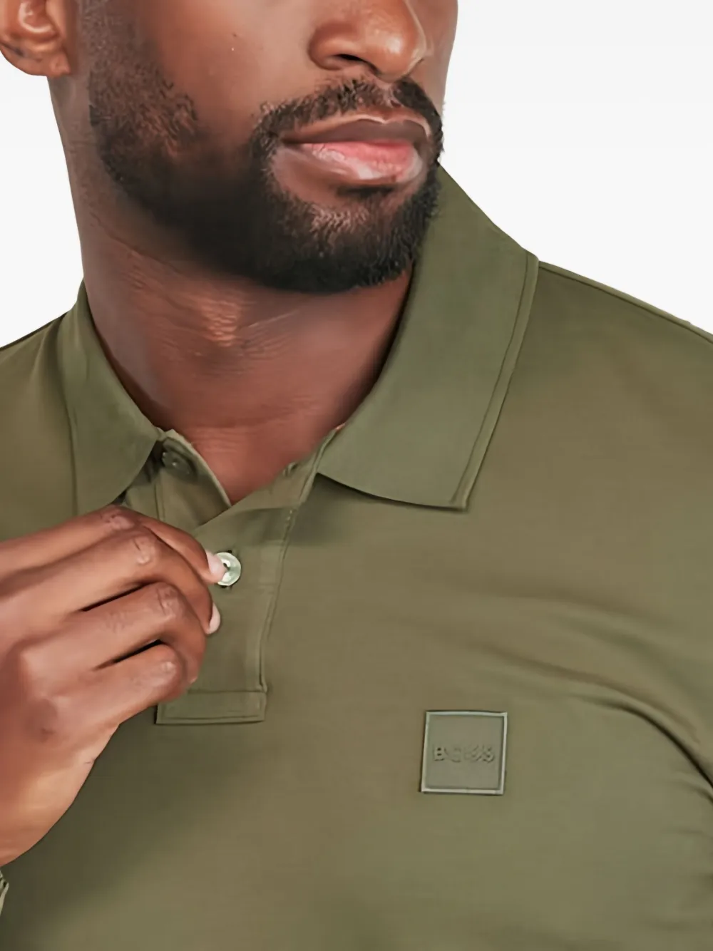 Hugo Boss Long-sleeve Patch Polo Shirt In Green