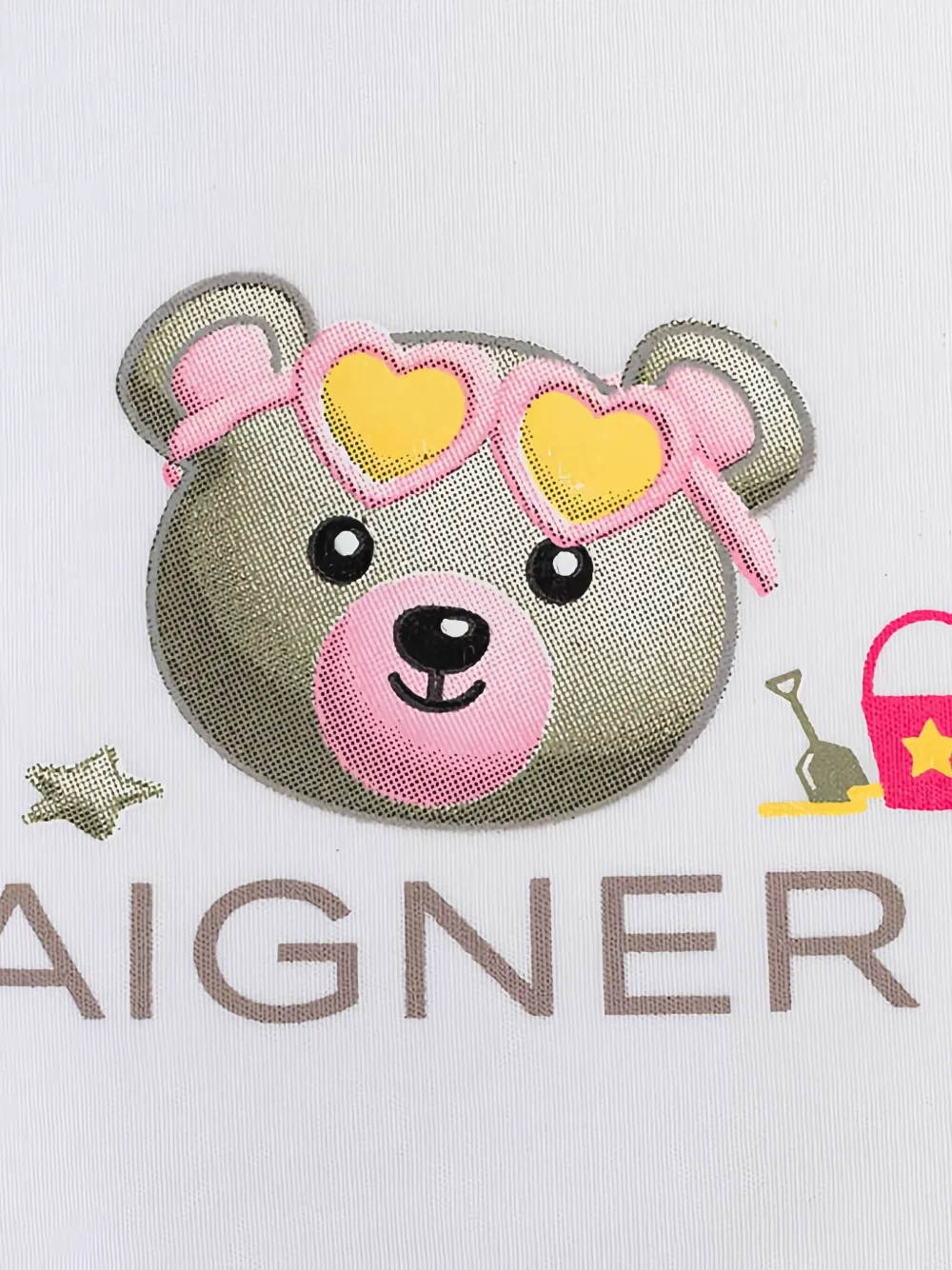 Aigner Kids Slabbetje met grafische beerprint Wit