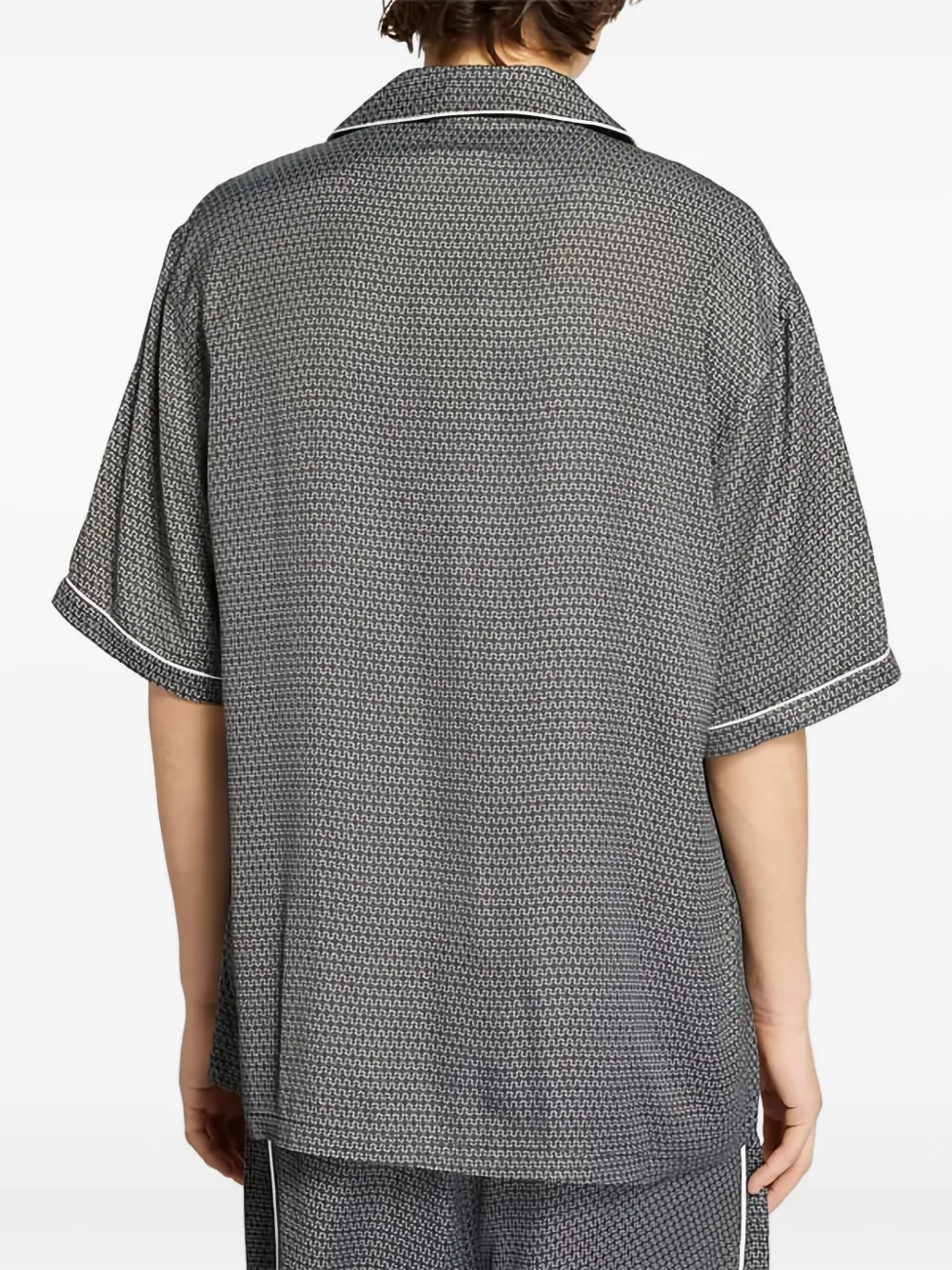 Whyat Amalfi Pattern Piped Shirt In Gray