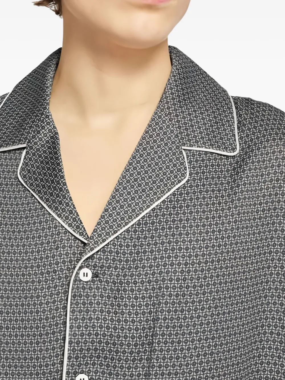 Whyat Amalfi Pattern Piped Shirt In Gray