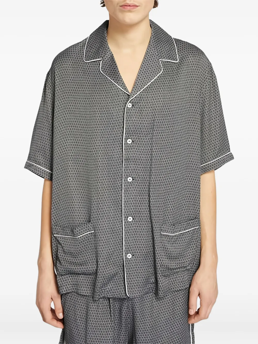 WHYAT Amalfi pattern piped shirt - Grijs
