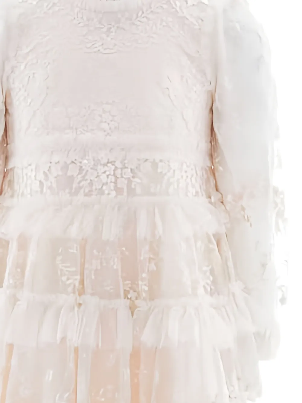 NEEDLE & THREAD KIDS Jurk met ruches Beige