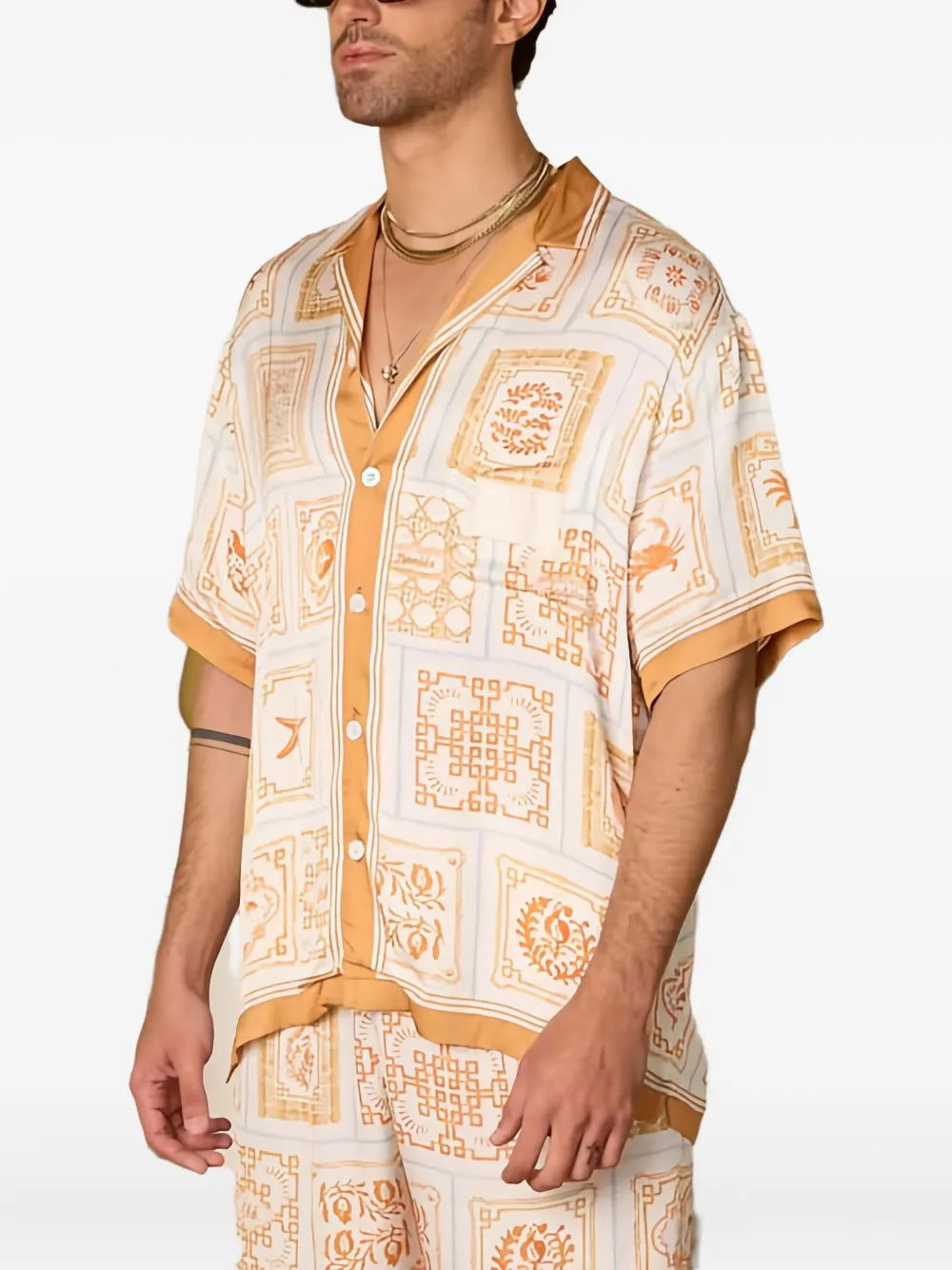 HOMIES MARBELLA Alhambra shirt met patroon en korte mouwen Beige