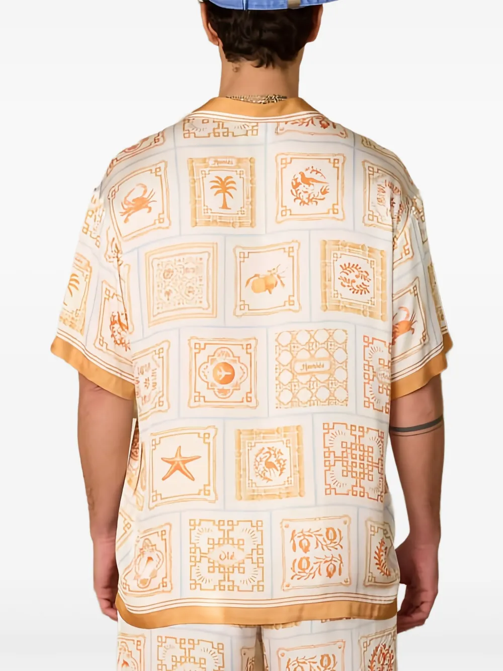 HOMIES MARBELLA Alhambra shirt met patroon en korte mouwen Beige