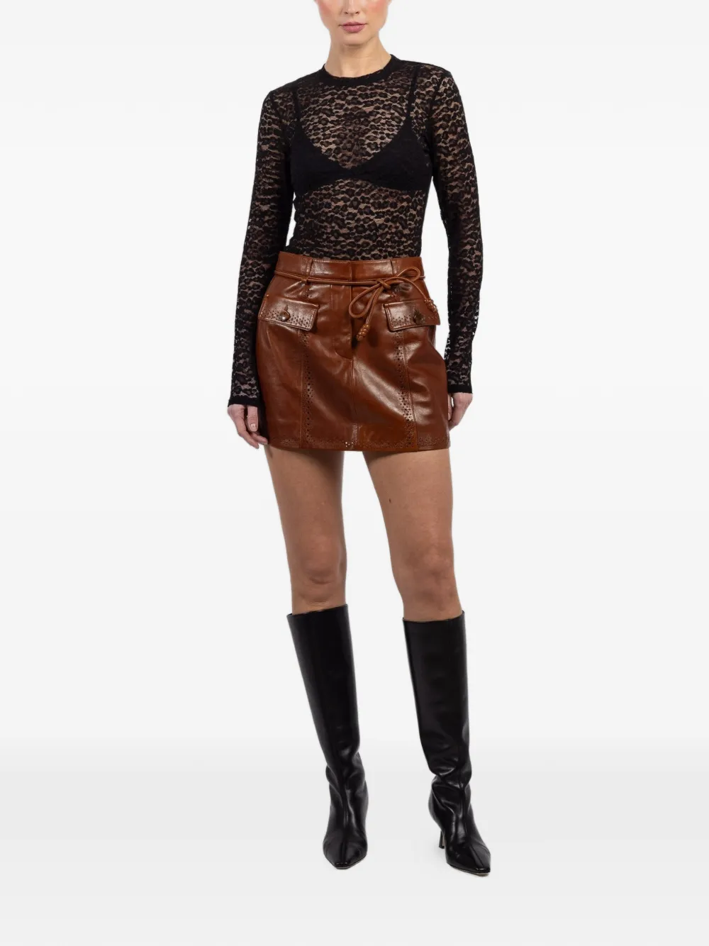 Ulla Johnson Luna leather mini skirt - Bruin