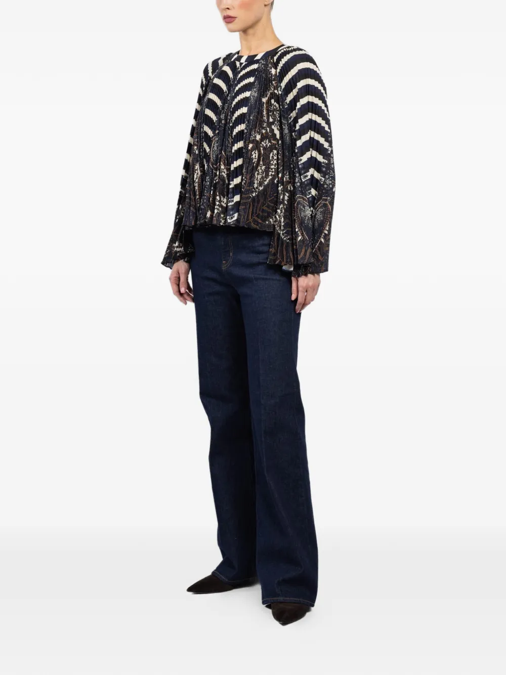  Ulla Johnson Striped Pleated Blouse - Blue 