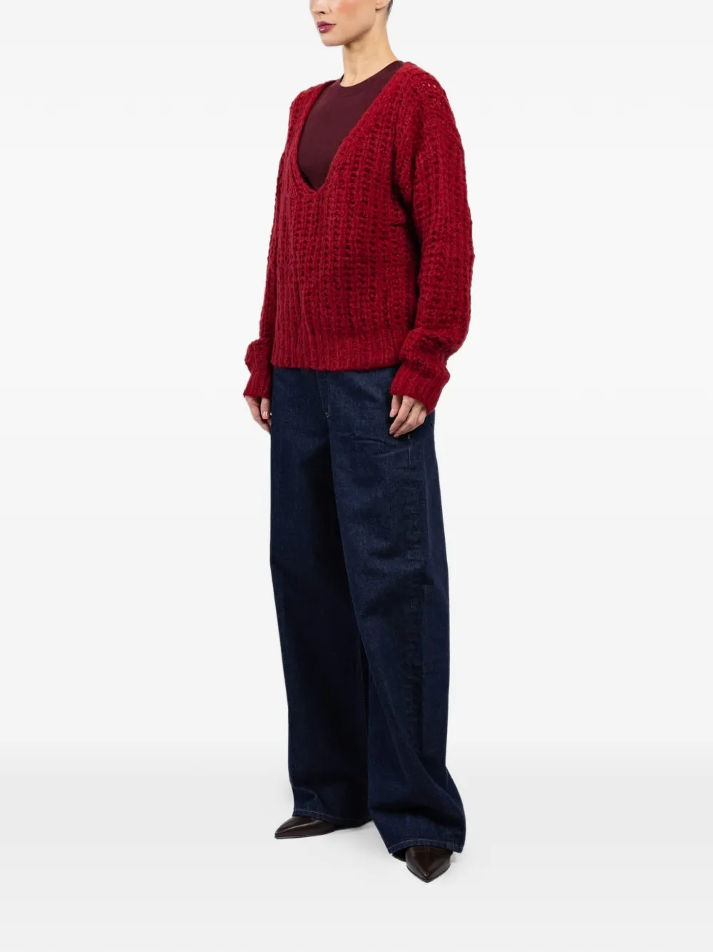  Cuddleup Jersey Con Cuello En V - Rojo 