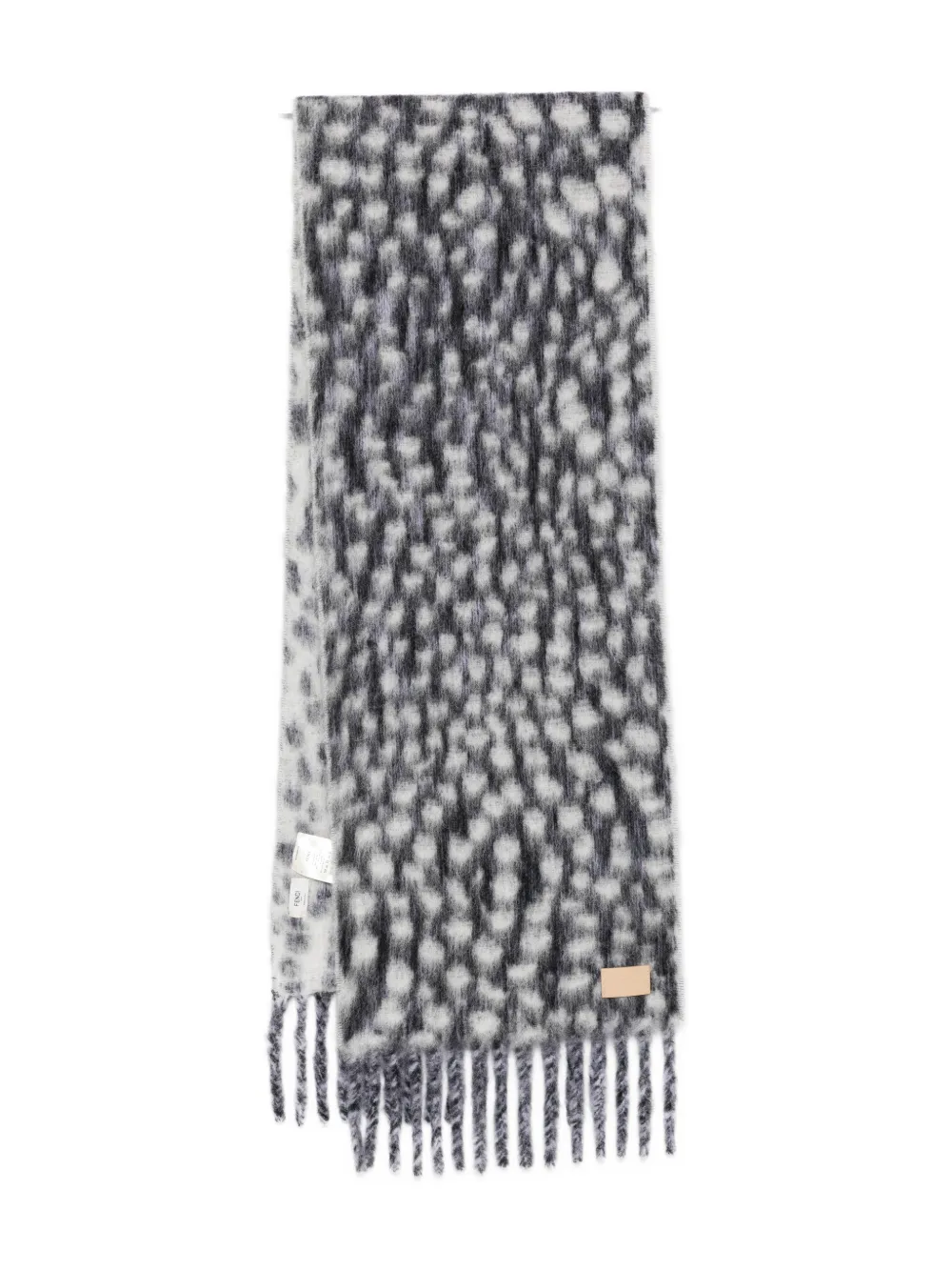 FENDI dot-pattern fringed scarf - Nero