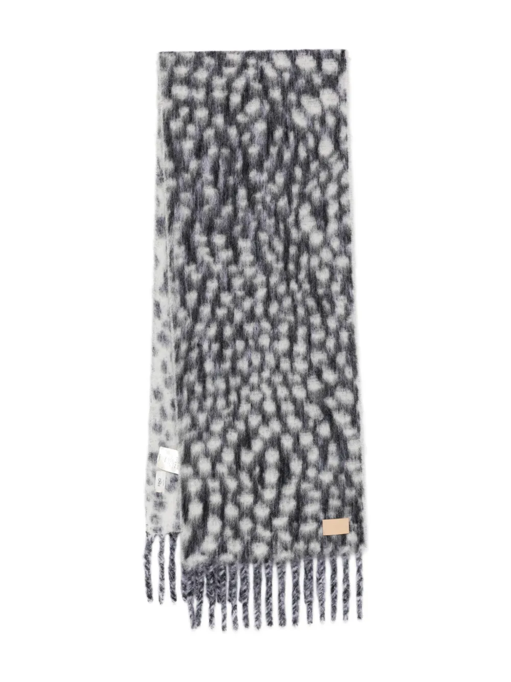 FENDI dot-pattern fringed scarf - Nero