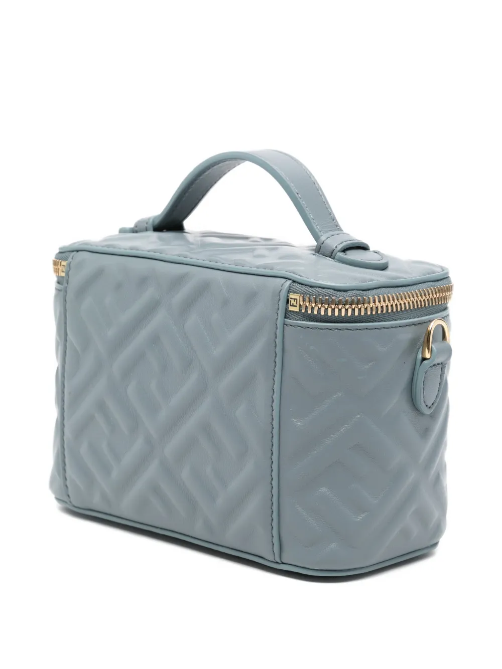 FENDI Vanity leren mini-tas met FF-logo Blauw