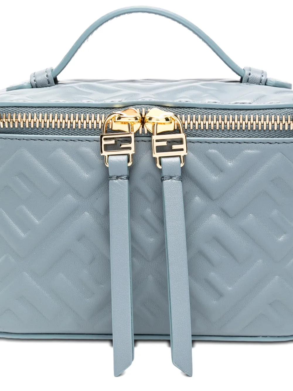FENDI Vanity leren mini-tas met FF-logo Blauw