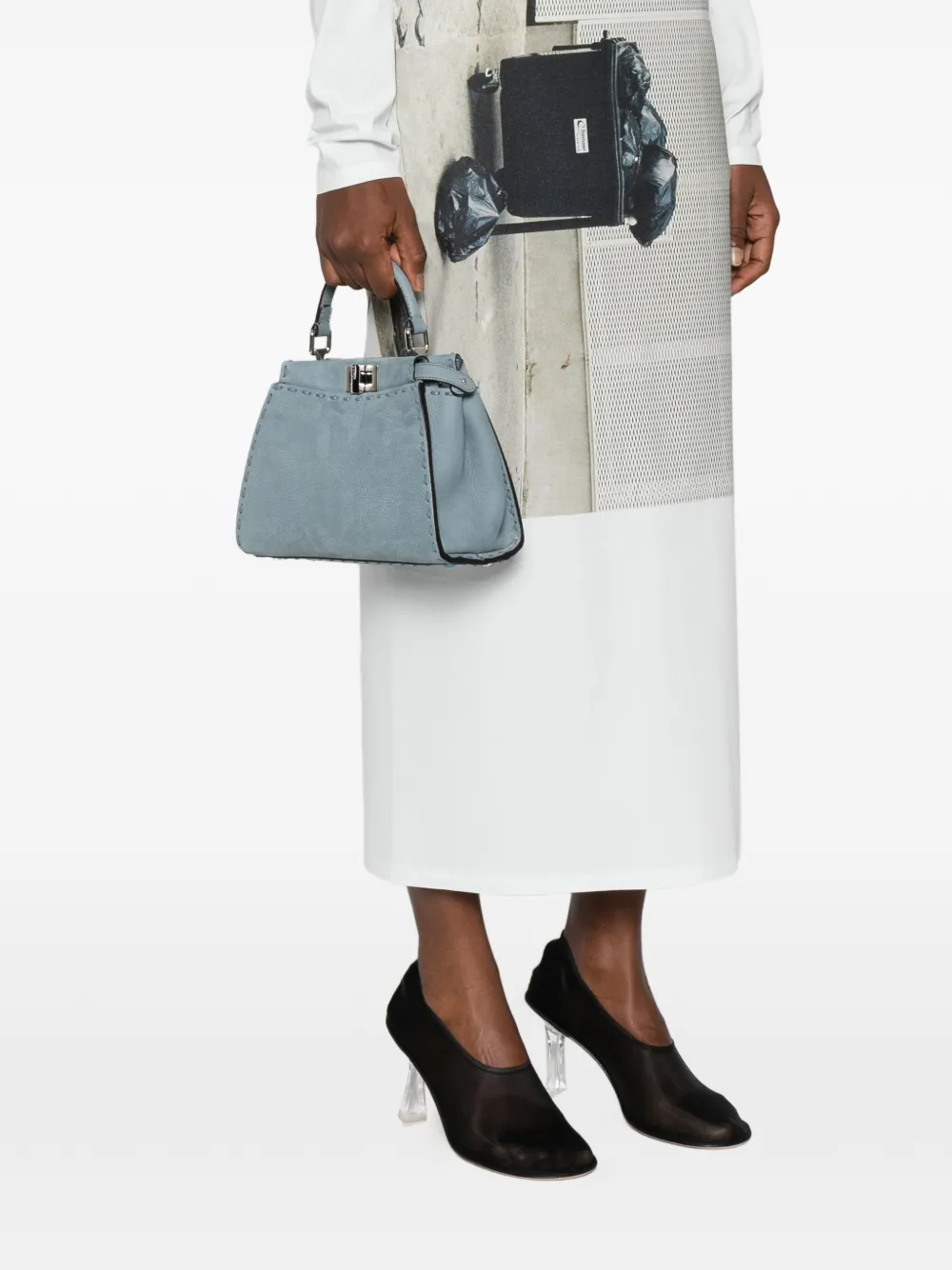 Fendi Mini Peekaboo Tote Bag In Blue