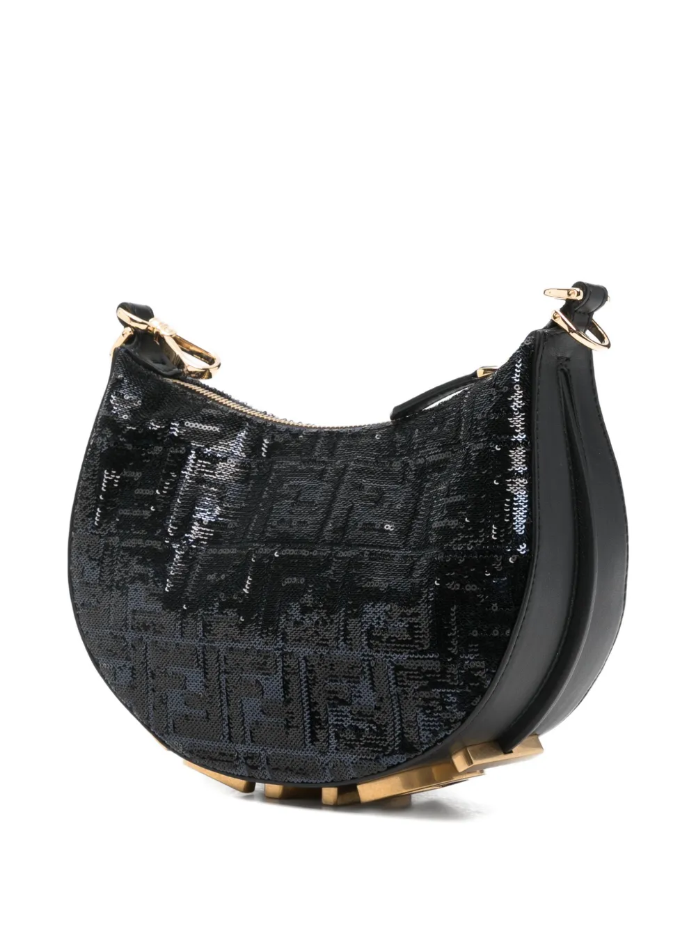  Fendi Mini Fendigraphy Sequin-embellished Tote Bag - Black 