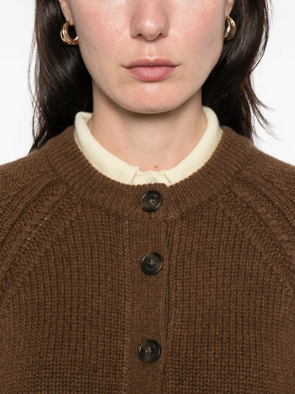 Guest In Residence Buttoned Knit Cardigan In Brown