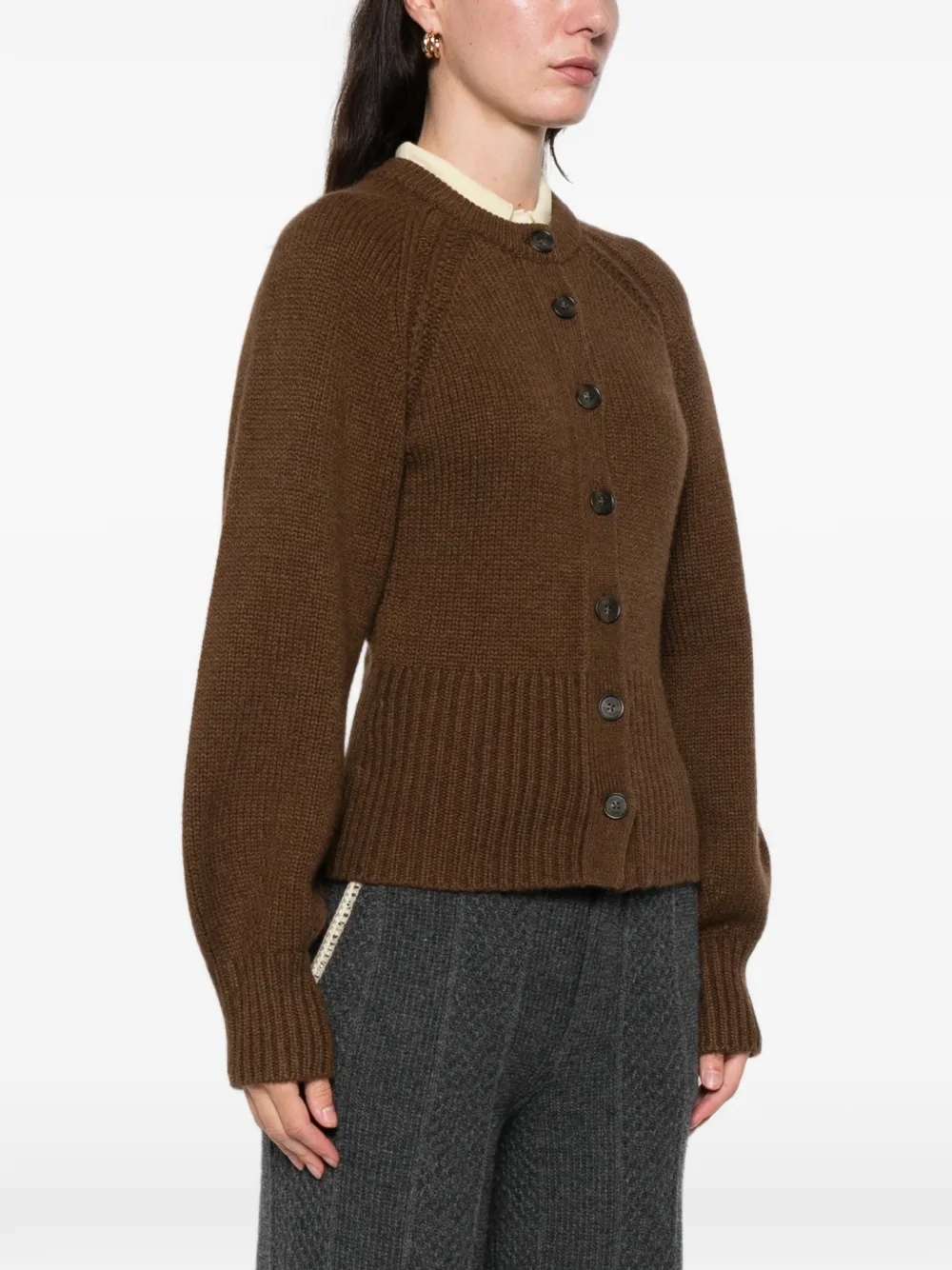Guest In Residence Buttoned Knit Cardigan In Brown