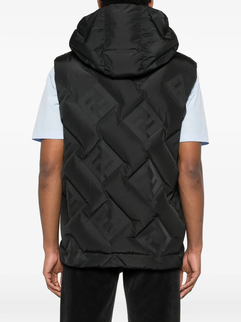 FENDI Gilet met capuchon en FF-jacquard Zwart