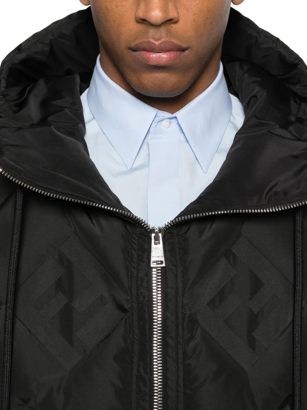 FENDI Gilet met capuchon en FF-jacquard Zwart