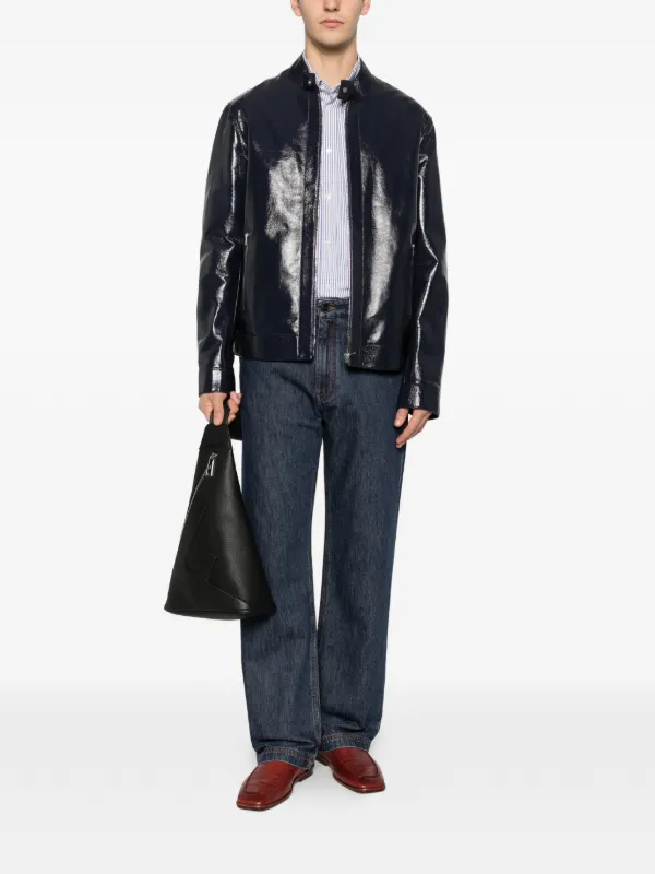 FENDI Leather Biker Jacket | Blue | FARFETCH