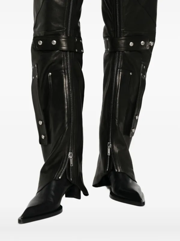 Rick Owens Leo Studded zip-detail Chaps | Black | FARFETCH
