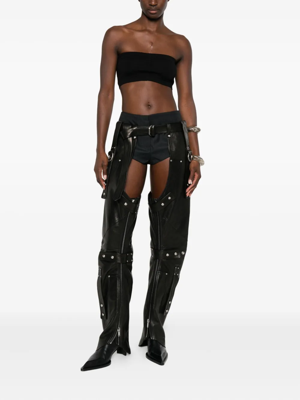 Rick Owens Leo studded zip-detail chaps | Pantalones rectos | Image 2