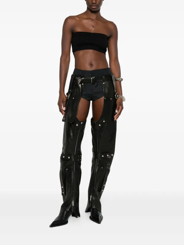 Rick Owens Leo Studded zip-detail Chaps | Black | FARFETCH