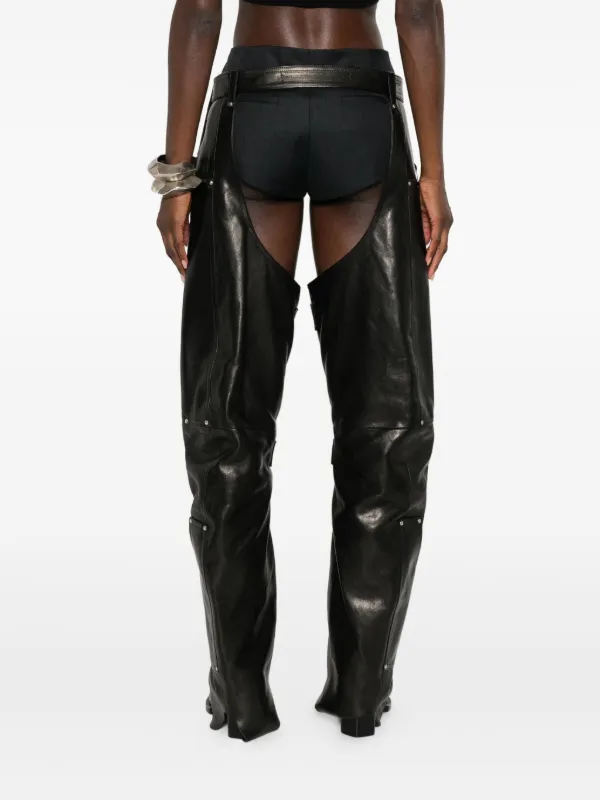 Rick Owens Leo Studded zip-detail Chaps | Black | FARFETCH