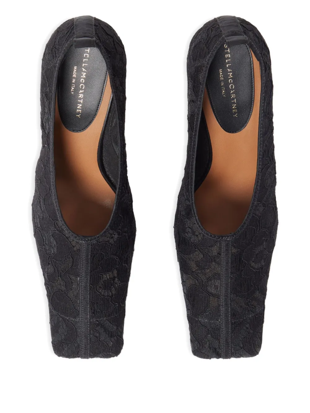 Stella McCartney 95 mm pumps met bloemenkant en vierkante neus Zwart