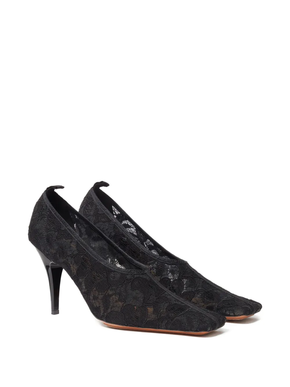 Stella McCartney 95 mm pumps met bloemenkant en vierkante neus Zwart