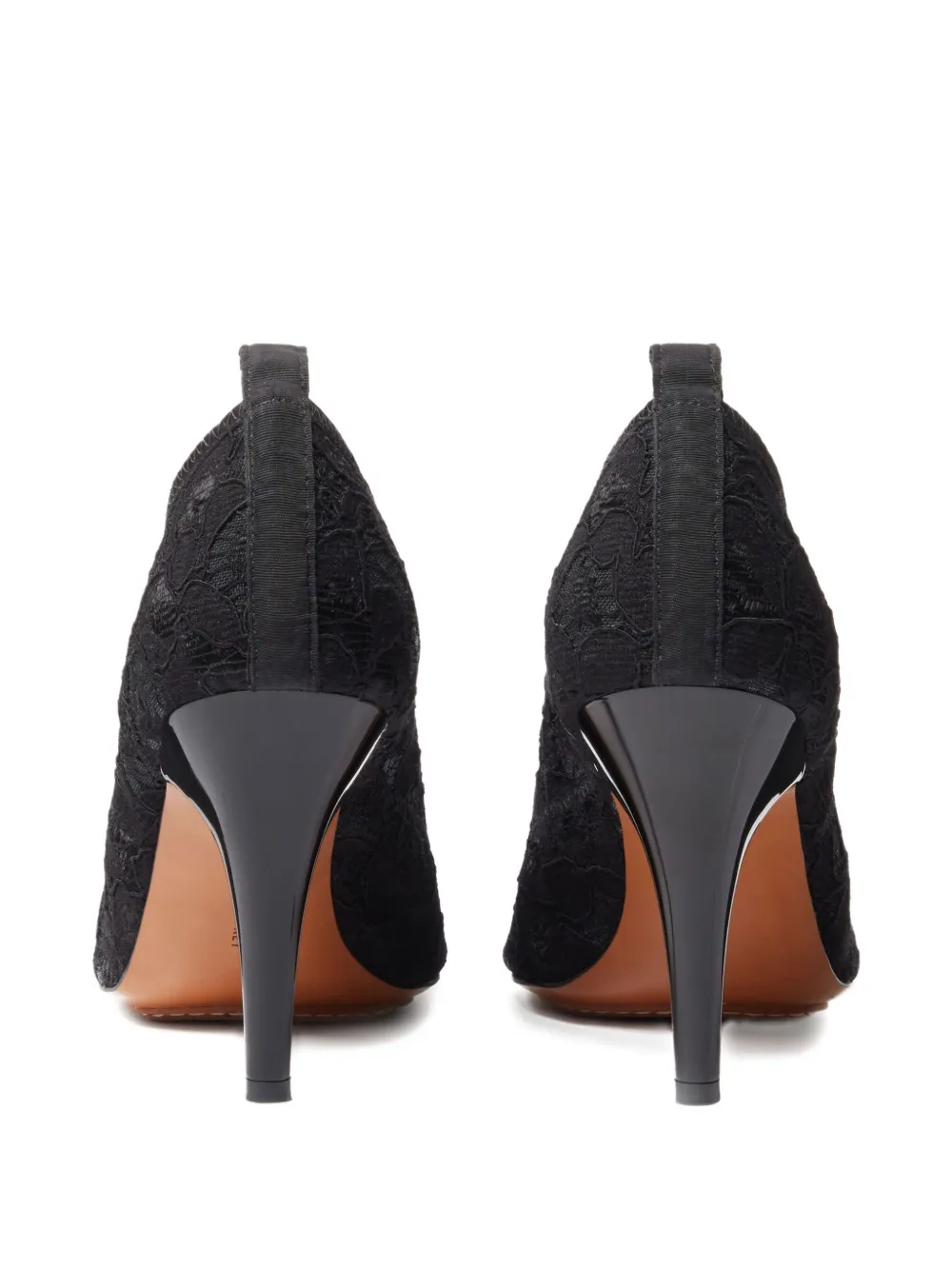 Stella McCartney 95 mm pumps met bloemenkant en vierkante neus Zwart
