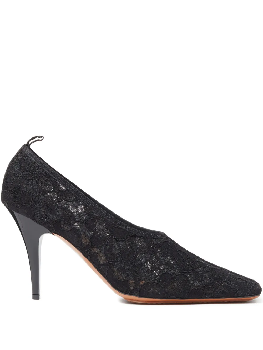 Stella McCartney 95 mm pumps met bloemenkant en vierkante neus Zwart