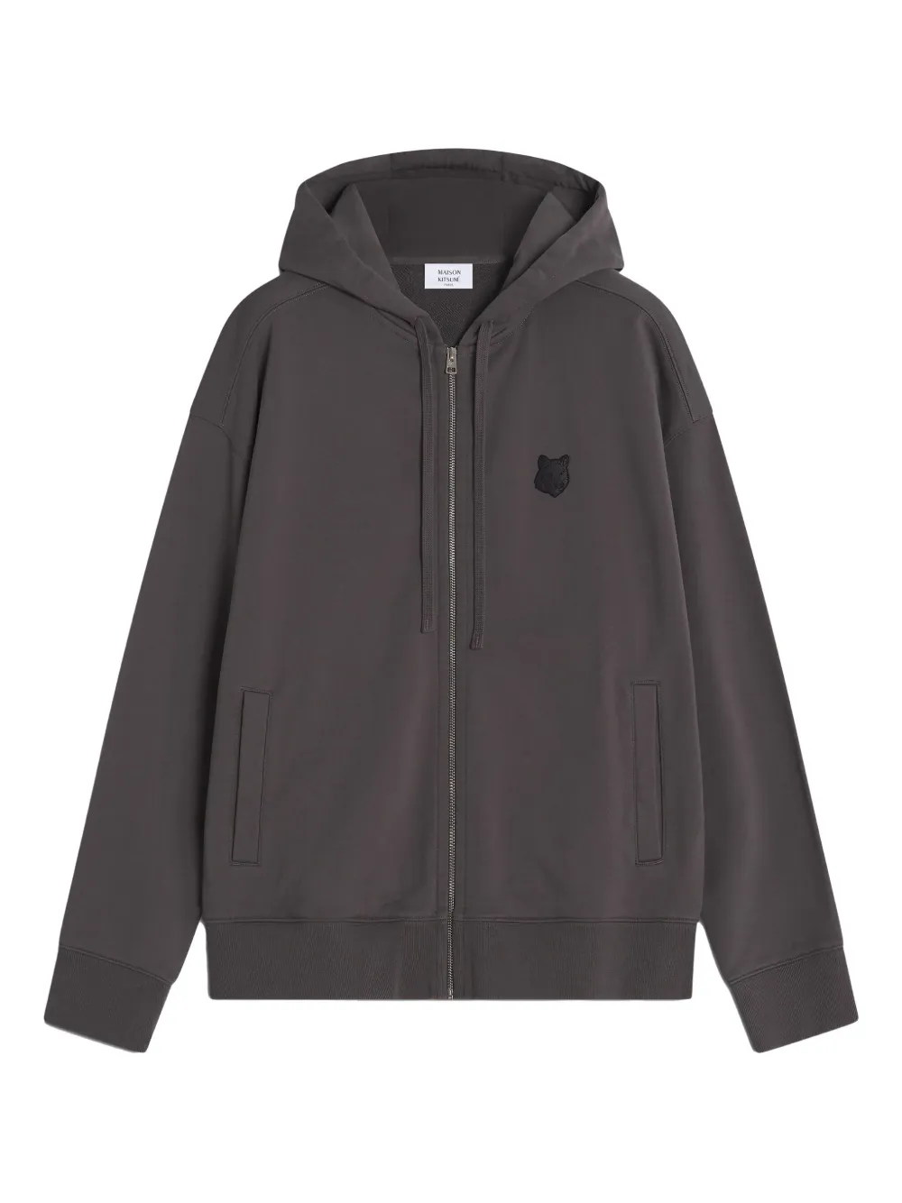 Maison+Kitsune+hoodie+zippe+à+patch+logo+-+Gris