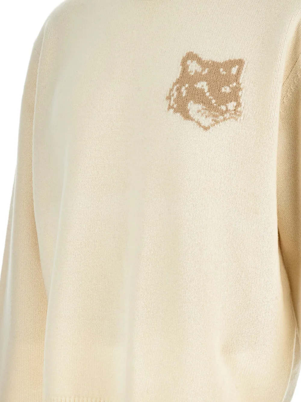 Maison Kitsuné Trui met Fox Head-intarsia Beige