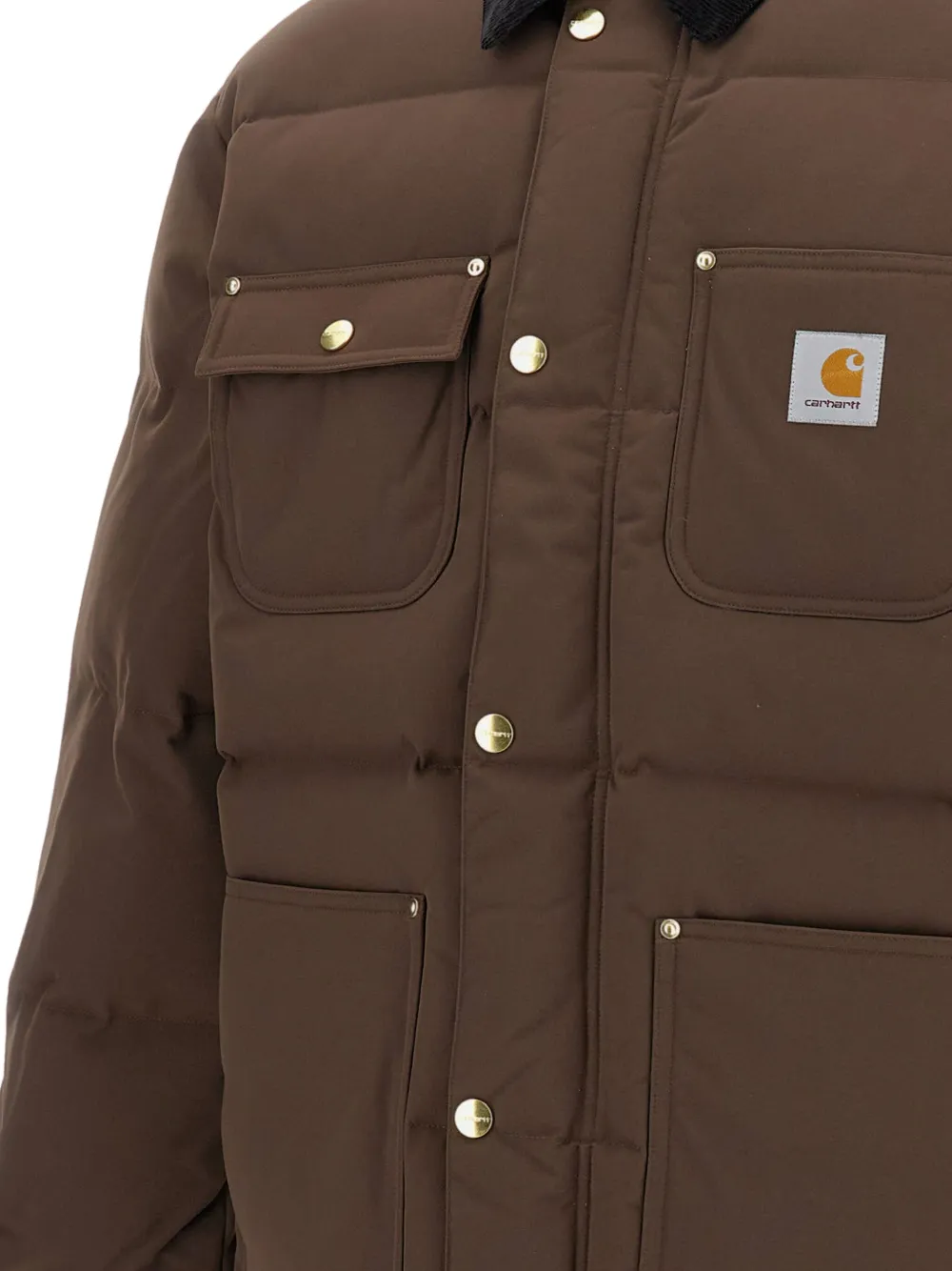 Carhartt WIP Rayler donsjack met klepzak en logo Bruin