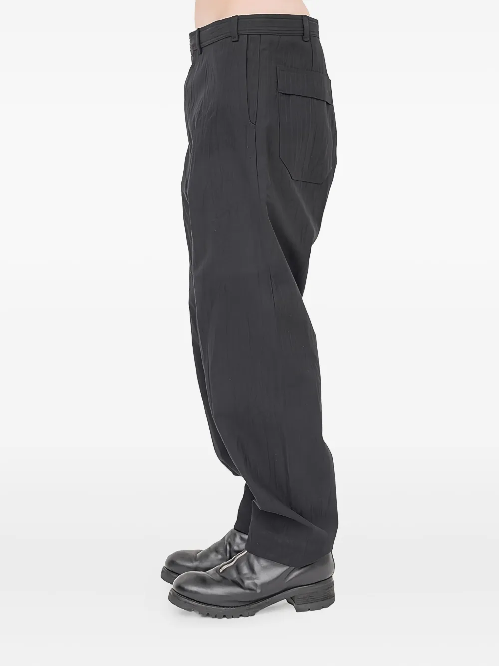 Jan Jan Van Essche crinkled cotton trousers | 드롭 크로치 팬츠 | Image 2