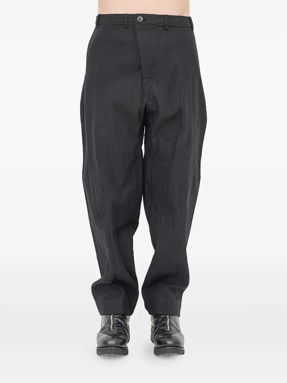 Jan Jan Van Essche crinkled cotton trousers | 블랙 | Image 1