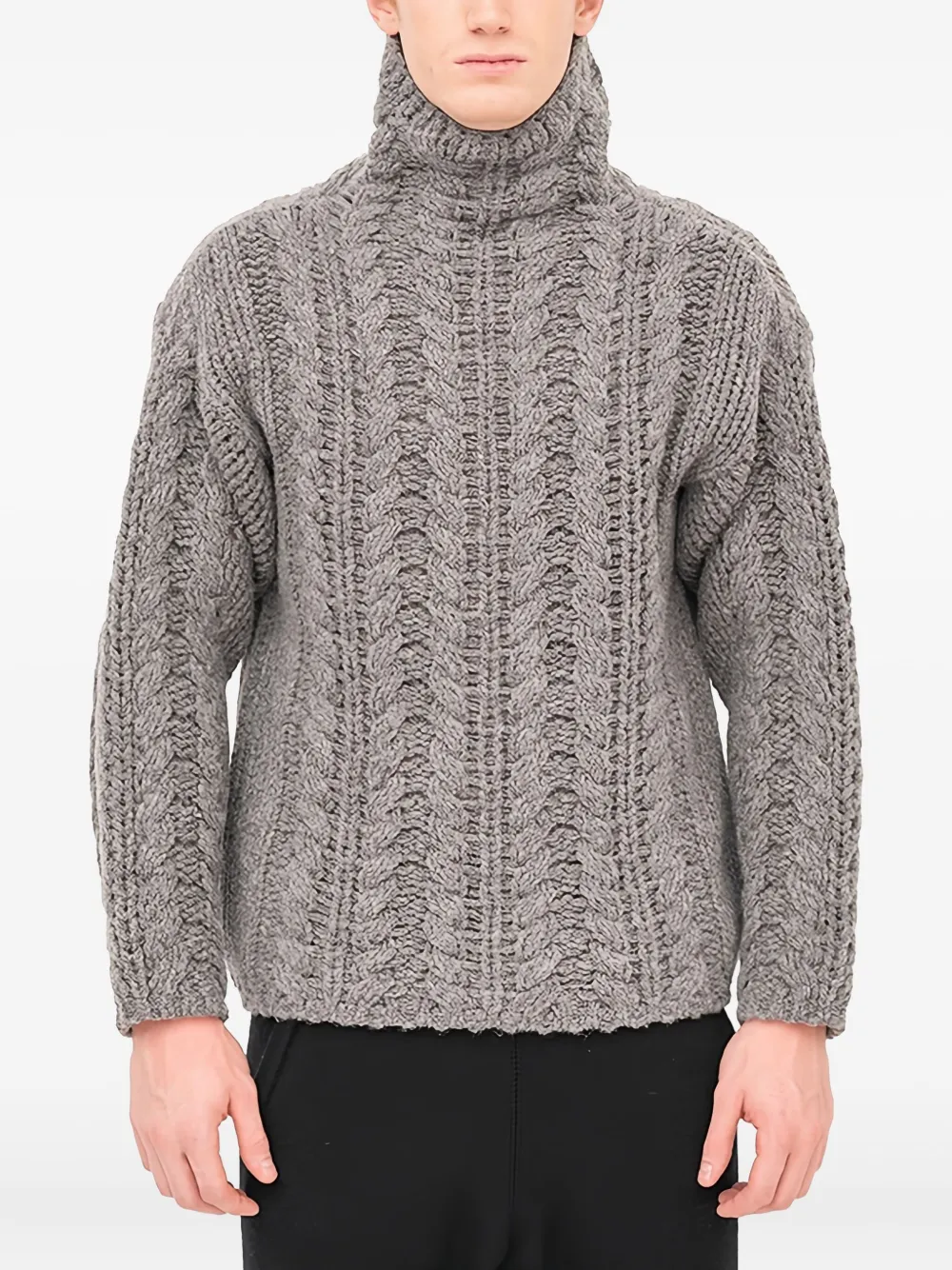 Label Under Construction knit-cable turtleneck sweater | Grey | Image 1