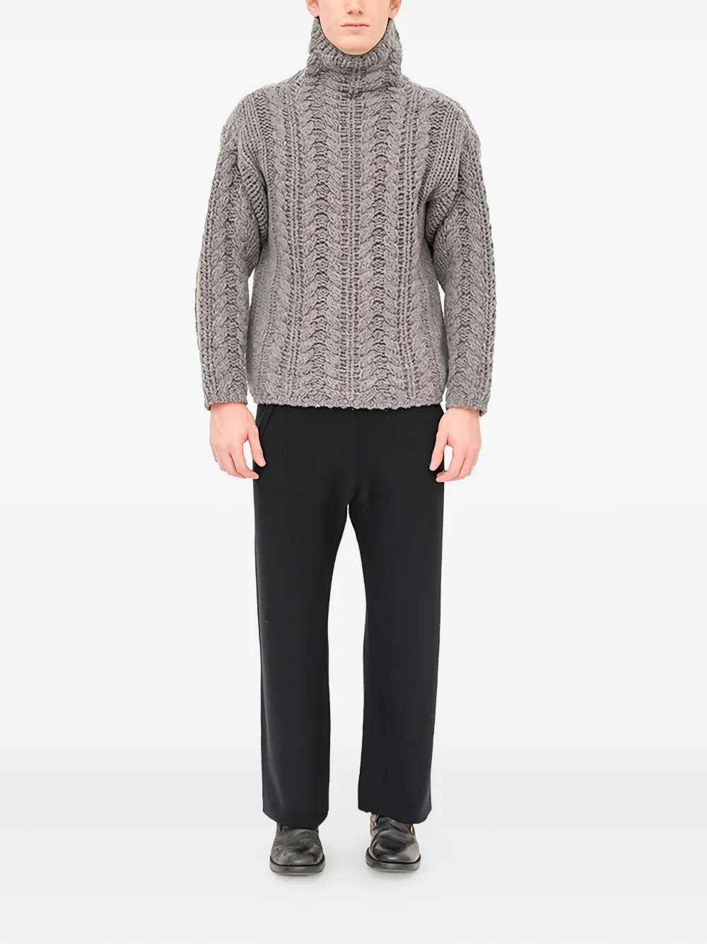 Label Under Construction knit-cable turtleneck sweater - Grijs