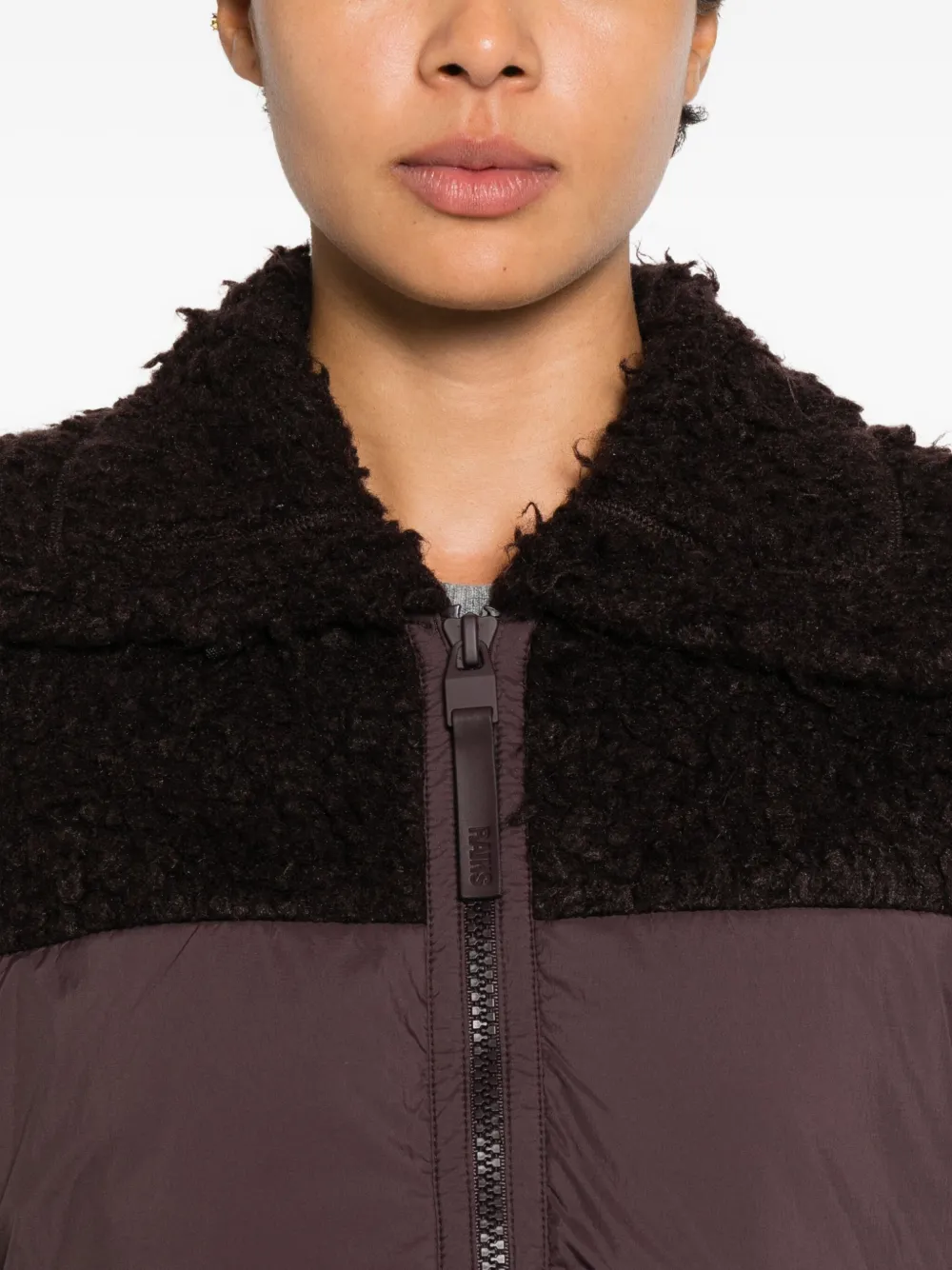 Rains Trikala Collared Panelled Jacket In Brown