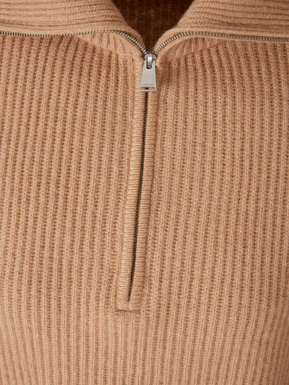 Simkhai Womens Camel Landry Half-zip Ribbed Cashmere Jumper In Brown