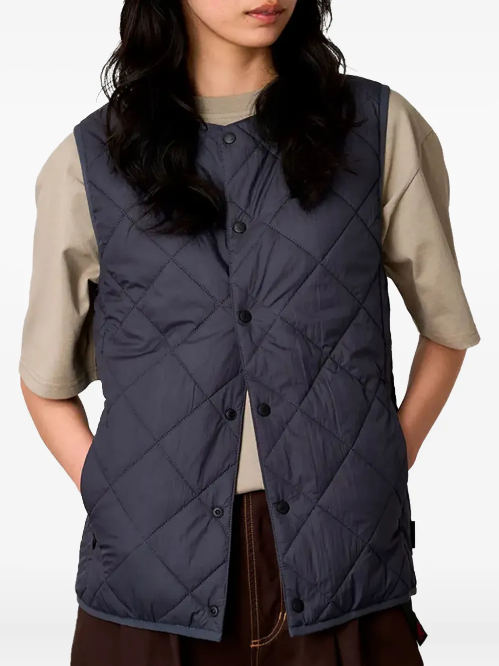 Gramicci Quilted Thermal-insulation Gilet In Blue