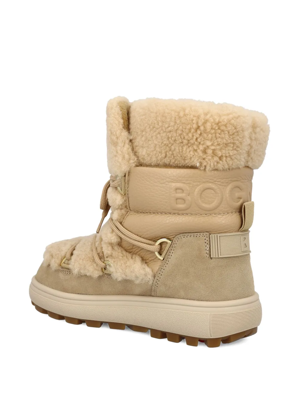 Bogner Shearling Leather Ankle Boots In Neutral