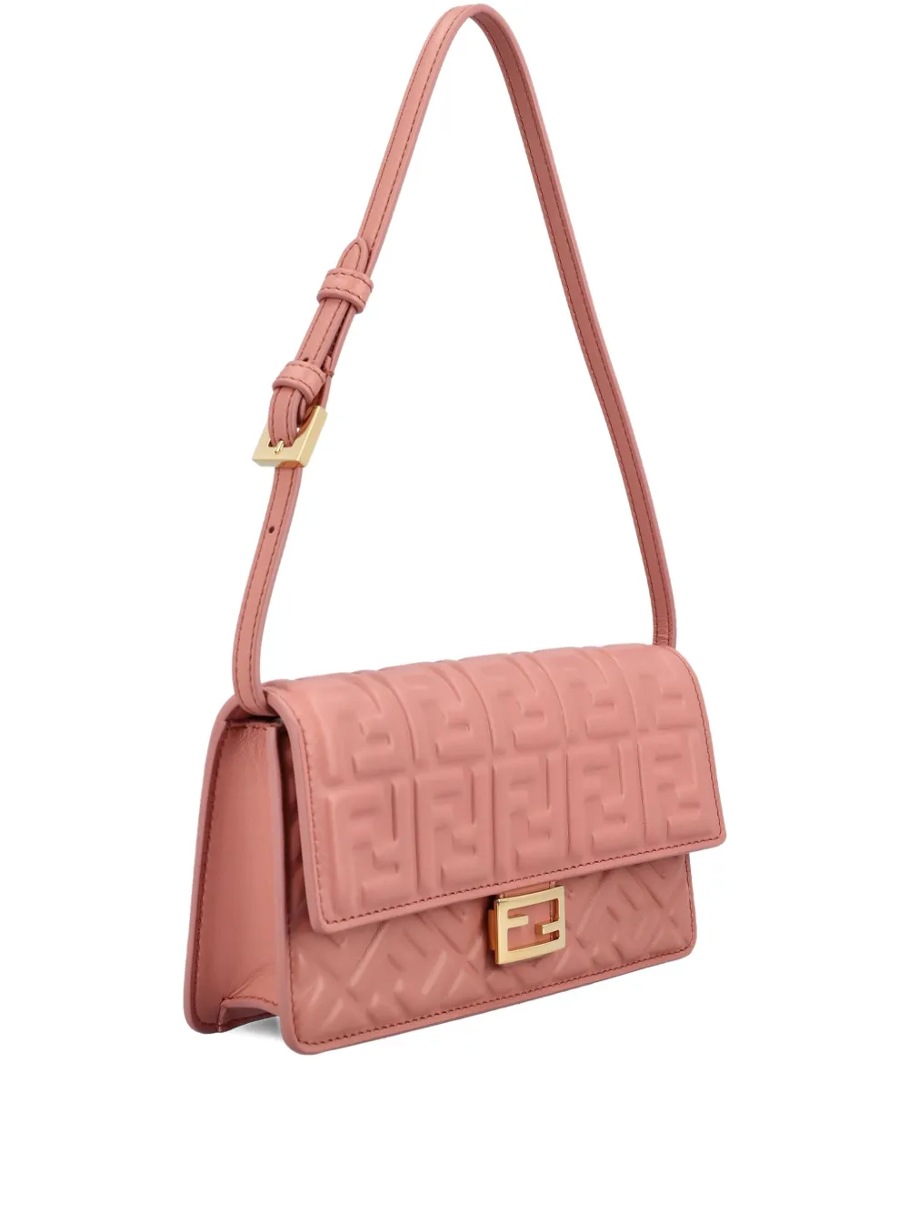 Fendi Wallet On Chain Uette In Nappa Leather With Ff Motif Accessories In Orange